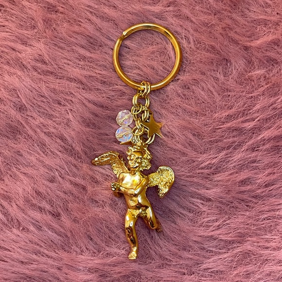 Kirks Folly Accessories - Vintage 1990’s cherub and crystal keychain.